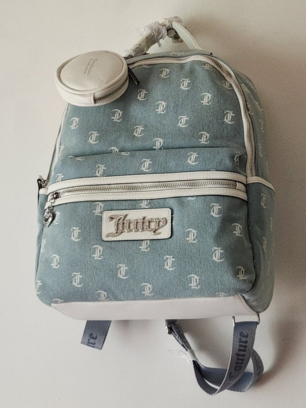 Juicy Couture Backpack Queen of Everything sz Large blue & white NWT